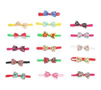 VILLCASE 16pcs Pet Bow Tie Collar Set for Cats and Dogs, Ribbed Band Material with Flexible Design, Easy to Put and Take, for Birthday Parties and New Year Celebrations