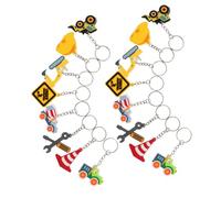 VILLCASE 16PCS PVC Construction Keychain with Excavator Tractor Bulldozer Pendants Lightweight Hanging Ornaments for Birthday Party Favors School Backpack Decorations Enhances Social Skills