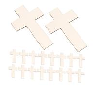 VILLCASE 18pcs Unfinished Wood Cross Pieces for DIY Craft Projects Wooden Cross Cutouts for Church Wedding Christmas Decor Safe Natural Wood Handicrafts