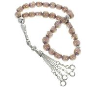 VILLCASE 1CM Purple Glass Muslim Prayer Bead Bracelet String Islamic Rosary for Religious Worship and