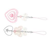 VILLCASE 1set Cute Heart Bow Phone Charm Kawaii Hanging Phone Straps Accessories for Bags and Keys Unique Decoration for Personal Style 2pcs