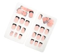 VILLCASE 2 Box Press on Nails for Women, Full Cover Short Square False Nails in Black and White, No Glue Required, Elegant Chic Design for Formal Occasions and Manicure, Autumn Winter Trend