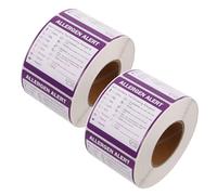 VILLCASE 2 Inch Food Allergen Warning Labels Stickers, 600 Removable Allergy Indicator Tags on Copper Paper, 2 Rolls for Commercial Kitchens and Catering Safety