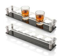 VILLCASE 2-Pack Acrylic Shot Glass Holder Tray - 3.8cm/1.5" Hole Black Straight Flight Board & Tequila Server Rack for Home Bar, Man Cave, Party Decor (Glasses NOT Included, Holds 12 Glasses)