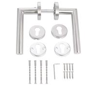 VILLCASE 2 Pcs Door Lever Handle Set in Modern Round Design, Stainless Steel with Silver Finish, Fire Door Split Lock Compatible, for Internal Home
