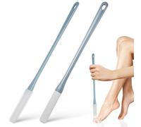 VILLCASE 2 Pcs Feet Cleaning Brush Silicone Foot Brush Long Handle Densely Packed Bristles Easy Use Without Bending Over Small Hook Hole for Elderly Shower Bathroom