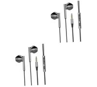 VILLCASE 2 pcs Heavy Bass Wired Gaming Earphone with Microphone In Ear Stereo Earbuds for Laptop Mobile Metal Connector Compatible Noise Isolating Headset for Gaming and Communication Black