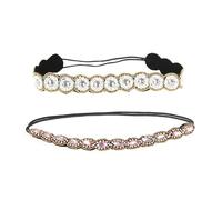 VILLCASE 2 Pcs Rhinestone Elastic Headbands for Women with Delicate Workmanship and Good Elasticity, Stylish Beaded Hairbands for Parties