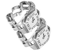 VILLCASE 2 Pcs Roman Numerals Finger Watch Ring, Ring Design Watch, Copper, Silver, Portable, Adjustable Design, Lightweight, Comfortable, for Women