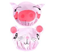 VILLCASE 2 Pcs Shampoo Hats Cartoon Shower Caps for Elastic Band Reusable Satin Eva Material Pink Bathing Caps Suitable for Cleaning Face and Showering