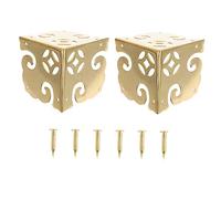 VILLCASE 2 Sets Antique Copper Box Corner Protectors Vintage Hollow Carved Pattern Case Edge Guards for Jewelry Gift Wine Tool Boxes Cabinets with High Strength and Easy Installation