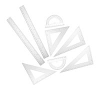 VILLCASE 2 Sets of Multi-functional Geometry Maths Set Plastic Straight Rulers and Compact Triangle Rulers, for School Work and Architecture, Includes Stationery Bag