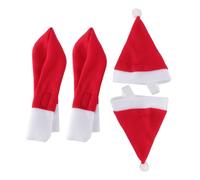 VILLCASE 2 Sets Red Pet Christmas Hat and Scarf Set for Cats and Puppies, Fabric Material with Secure Fit and Warmth, for Christmas Party and Pets Birthday Party
