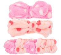 VILLCASE 2 Sets Spa Headband Face Wash Headband with Polka Dot Bowknot Design Supple Keep Hair Neat for Shower and Applying A Facial Mask