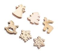 VILLCASE 200pcs Mini Xmas Wooden Pendants Christmas Tree Pendants and Wood Craft Decorations with Lovely Snowflakes and Cartoon Shapes for Home DIY Art and Birthday Decorations