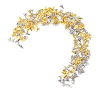 VILLCASE 200pcs Small Silver and Gold Metal Nail Charms with Flat Base Acrylic Nail Gems for Manicure Decorations