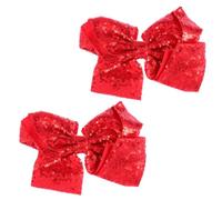 VILLCASE 20cm Large Red Sequin Bow Hair Clips 2pcs for Decorative Barrette Hairpin Wedding Hair Accessories