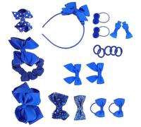 VILLCASE 20pcs Blue Hair Accessories Set Bows, Clips, Scrunchies, and Headband for School and Everyday Use