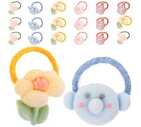 VILLCASE 20pcs Elastic Hair Bands and Babies, Comfortable Flocking and Rubber Material, Lovely Bowknot and Flower Shape Hair Ties, Convenient to Wear for Christmas or Birthday Party