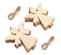VILLCASE 20pcs Unfinished Wooden Angel Shape Pieces with Hole and String, Lightweight and Suitable for Painting, for DIY Projects and Christmas Tree Hanging Decorations