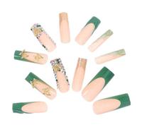 VILLCASE 24pcs French Tip Press on Nails for Women Glitter Plastic Fake Nail Tips with Secure Fit and Removable Design for Birthday and Casual Outing
