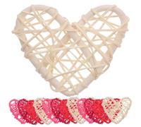 VILLCASE 24pcs Heart-shaped Rattan Balls with Bright Solid Colors Hanging Decor for Wedding Valentine's Day Vase Filler Home Garden