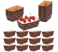 VILLCASE 25pcs Mini Loaf Cake Cases, Disposable Rectangular Mini Cupcake Liners, Thickened Corrugated Paper Loaf Tin Liners for Cupcake, Muffin, Brownies (80x40mm)