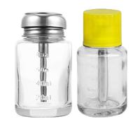 VILLCASE 2pcs 100ml Glass Press Dispenser Bottles for Nail Polish Remover, Corrosion-Resistant Refillable Travel Bottles Leak-Proof Liquid Storage for Manicure and Cleaning Solutions