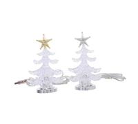 VILLCASE 2pcs Acrylic Christmas Tree Night Lights with USB Power Color Changing LED Tabletop Lamps Warm Soft Glow Holiday Decorations for Xmas Party Centerpiece