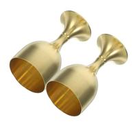 VILLCASE 2pcs Antique Brass Goblet Small High Wear-Resistant Offering Cup for Buddhist Blessing Rituals Vintage Metal Chalice for Home Decoration