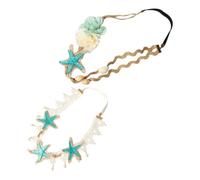 VILLCASE 2pcs Beach Style Hair Bands Seashell and Lace Flower Design, Pearl Decorated Headbands for Women, Hair Accessories for Festival and Travel