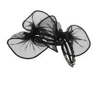 VILLCASE 2pcs Black Bow Barrette Hair Clips with Rhinestone Design and Breathable Mesh Tulle Fabric, Elegant Sparkly Hairpins for Women Suitable for Daily Wear and Summer Use