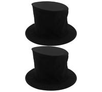 VILLCASE 2PCS Black Magician Top Hats Foldable Wizard Costume Party Hats for Adults and, Circus and Steampunk Stage Props for Masquerade and Festival Events