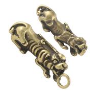 VILLCASE 2pcs Brass Pixiu Pendant Chinese Ancient Animal Keychain Charm Garden Decor Lucky Fortune Ornament Diy Kit Brass Animal Sculpture