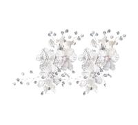 VILLCASE 2pcs Bridal Hair Clips for Wedding Bride, Elegant Ivory Floral and Petal Design, Sparkling Plastic and Metal Material, Hair Accessories for Brides and Bridesmaids