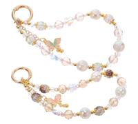 VILLCASE 2pcs Butterfly Phone Strap with Alloy and Crystal Beaded Pendant Multifunctional Anti-lost Phone Chain Stylish Accessory Suitable for Different Occasions and Daily Activities