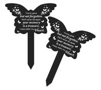 VILLCASE 2pcs Butterfly Shape Acrylic Grave Stake for Garden and Backyard Memorial Sign Marker, Large Black Cemetery Stake to Commemorate a Loved One's Life with Sturdy Outdoor Decoration