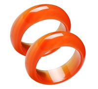 VILLCASE 2pcs Carnelian Rings for Women Red Agate Ring Band Handpolished Lightweight Orange Stone for Him Her Daily Wear Weddings