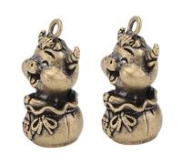 VILLCASE 2pcs Cartoon Calf Pendant Decorative Keyring Cow Shaped Brassware Cartoon Keychain Pendant for Animal Ornaments Home Cow Keyring for Enthusiasts