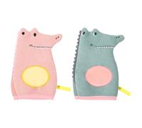 VILLCASE 2pcs Cartoon Double-Sided Bath Gloves Set Thickened Reusable Supple Bath Scrub Gloves for Shower Pink and Green Exfoliating for Body Cleaning