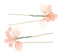 VILLCASE 2pcs Chinese Style U Shaped Hairpins with Glass and Metal Material, Firm Grip and Comfortable Wearing, Elegant Vintage Hanfu Hair Accessories for Weddings and Hairstyles