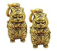 VILLCASE 2pcs Copper Mini Tiger Keychain Pendant with Creative Chinese-style Design, Safe and Reliable Material, Stylish Appearance Key Ring for Bag Decoration Or Lucky Charm