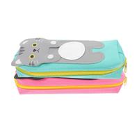 VILLCASE 2pcs Cute Cartoon Cat Canvas Pencil Case for School Season Decor, Organizing Stationery and Sewing Tools, Portable Funny Animal Pencil Pouch for Home and Travel Zipper Closure