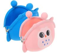 VILLCASE 2Pcs Cute Cartoon Owl Silicone Coin Purse Small Change Pouch for Women, Mini Coin Wallet with Snap Closure, Pink and Royal Blue