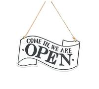 VILLCASE 2pcs Double-sided Vintage Shop Door Sign with Timber Material Featuring Come, We Are Open and Come Again, We Are Closed Texts, for Clothes Store Door Or Window Decoration