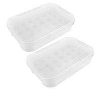 VILLCASE 2pcs Egg Carton Crisper Stackable White Egg Holder for Refrigerator Fresh Storage Box Lid Food Freezer Box for Home Kitchen