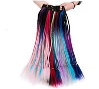 VILLCASE 2pcs Elastic Braid Wig Ponytail Holder Rings Blue Purple Pink Colored Braided Hair Extensions for Hair Accessories