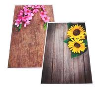 VILLCASE 2pcs Floral Wood Grain Photography Backdrop Portable Photoshoot Background for Newborns Adults Weddings Birthday Party Portrait Photo Booth Props