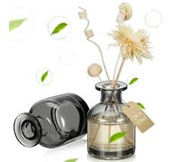 VILLCASE 2pcs Glass Diffuser Bottles, 150ml/5oz Empty Reed Diffuser Bottles, Refillable Aromatherapy Jars Replacement for DIY Home Office Fragrance and Essential Oils (Light Grey)