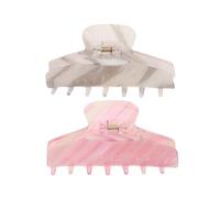 VILLCASE 2pcs Hair Claw Clips for Women, Plastic Festival Hair Clips with Quick Styling Solution and Easy Opening Mechanism, Trendy Striped Pattern for Every Busy Morning or Special